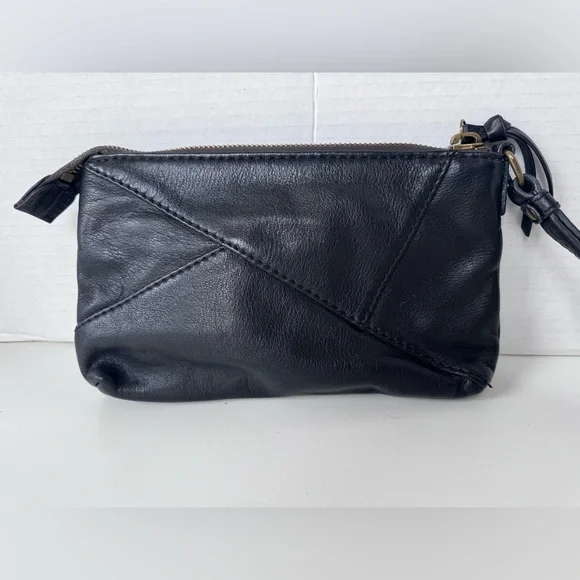 hobo black leather wristlet bag zipper - Picture 3 of 12